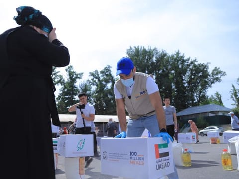 About 3,100 families, with an average of seven members, received parcels carrying easy-to-store food items as part of the Dubai's 100 Million Meals campaign