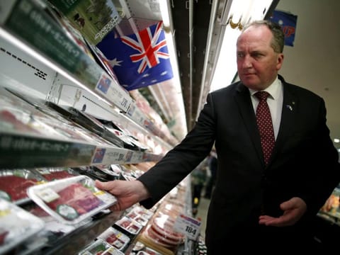 Barnaby Joyce at a supermarket to promote Australian products in Tokyo, Japan, in a file photo.