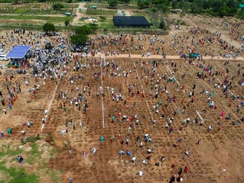 The event, as part of the Green India Challenge, and led by Telangana Rashtra Samiti (TRS) Rajya Sabha member of parliament J Santosh Kumar in Adilabad is expected to enter the Guinness Book World Records. The earlier record of 300,300 saplings was registered in Turkey in 2019.