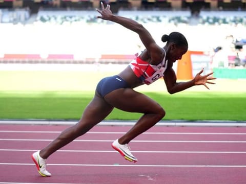 Dina Asher-Smith returned as Great Britain set a new national record to win their heat and reach the women's 4x100m relay final tomorrow.