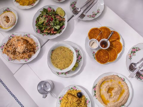 The breakfast tray at Arabian Tea House Restaurant and Café.