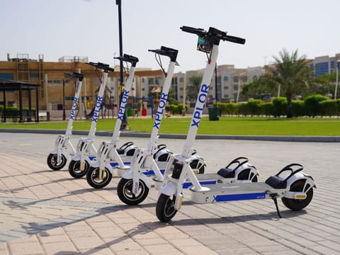 These e-scooters at Ajman's parks can now be availed by downloading the 'Explore' app on smart phones.