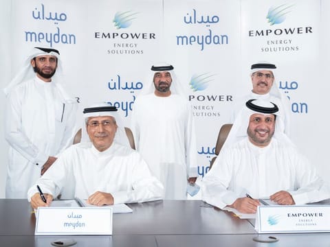 The agreement was signed in the presence of Sheikh Ahmed bin Saeed Al Maktoum, President of Dubai Civil Aviation Authority, Chairman of Dubai Airports, Chairman and Chief Executive Officer of Emirates Airlines and Group, and Chairman of the Dubai Supreme Council of Energy, Emirates Central Cooling Systems Corporation (Empower), Mohammed Ibrahim Al Shaibani, Chairman of Meydan City Corporation, and Saeed Mohammed Al Tayer, Managing Director and CEO of Dubai Electricity and Water Authority and Chairman of the Board of Directors of Empower