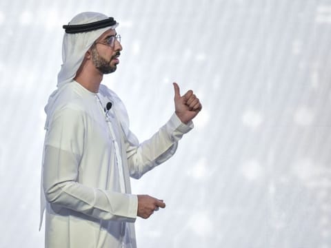 Omar Al Olama, Minister of State for Artificial Intelligence, Digital Economy and Remote Work Applications, at Emirates Towers in Dubai on Sunday.