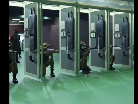 Cadets and officers at the new shooting range in Sharjah.