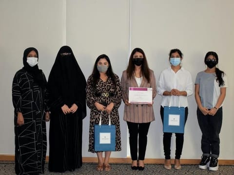 The donation was conducted at a private event at DFWAC’s headquarters, in the presence of Dr Amina Hussain Bin Hammad and Nora Mohamed Elsheikh.