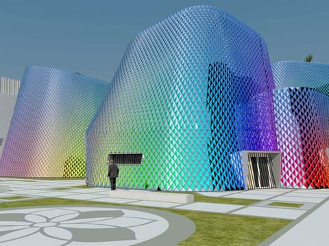 The colours of the façade of the Pakistan Pavilion at Expo 2020 Dubai are symbolic of Pakistan's diverse seasons.