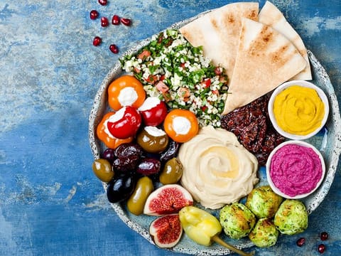 A Lebanese mezze platter
