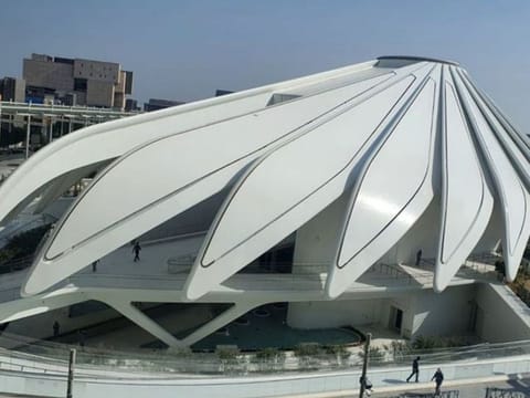 The UAE Pavilion at Expo 2020 Dubai, which has been designed to resemble a falcon in flight.