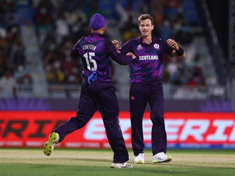 Put in to bat first, Scotland made 140 for 9 in 20 overs with Greaves hitting a quickfire 45 off 28 balls