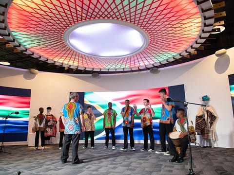 The Manzani Youth & Drakensburg Boys Choirs perform at the South Africa Pavilion, Expo 2020 Dubai.