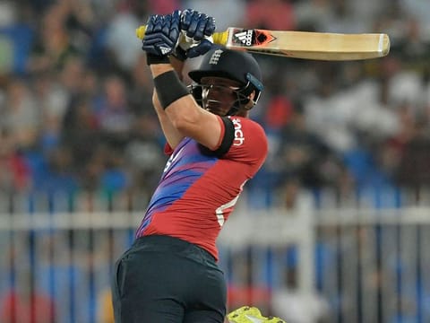 England's Liam Livingstone in full flow during the recent T20 World Cup in the UAE.