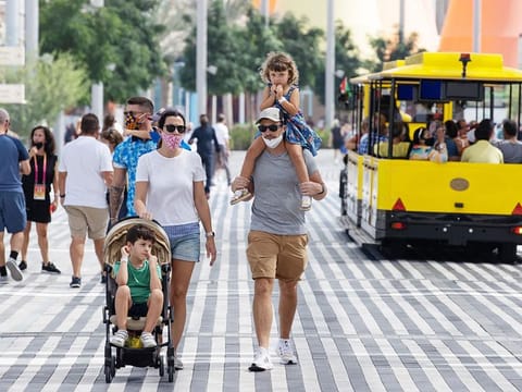 Visitors on Ghaf Avenue, Expo 2020 Dubai