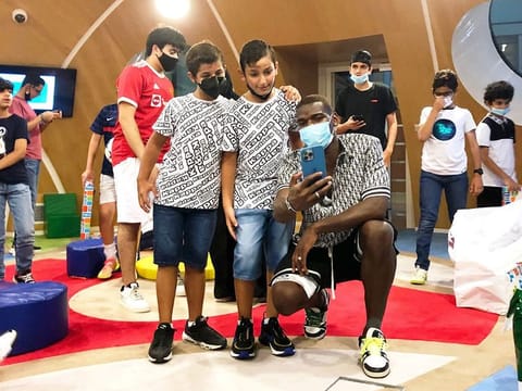 France and Manchester United superstar Paul Pogba with patients at Al Jalila Children’s Specialty Hospital in Dubai