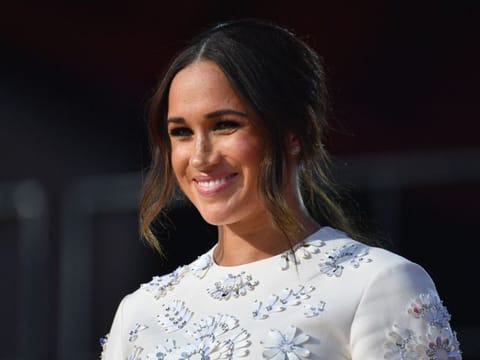 In this file photo taken on September 25, 2021 Duchess of Sussex Meghan Markle smiles during the 2021 Global Citizen Live festival at the Great Lawn, Central Park in New York City.