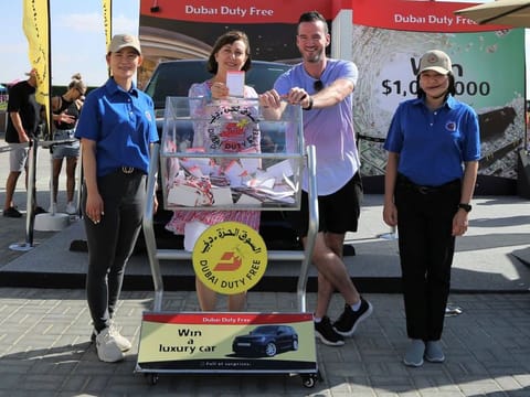 Dubai Duty Free Senior Vice President for Purchasing, Sharon Beecham, conducted the draw, along with Dubai 92 presenter Jono.