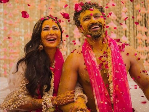 Katrina Kaif and Vicky Kaushal at their haldi ceremony