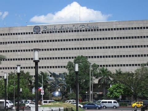 The main building of the Bangko Sentral ng Pilipinas (BSP), the Philippine central bank building, on Roxas Boulevard facing the Manila Bay.