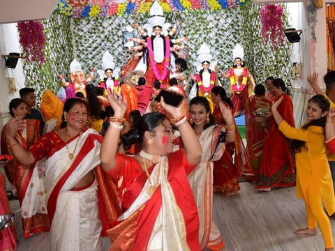 Devotees celebrate during Durga Puja festival (File)