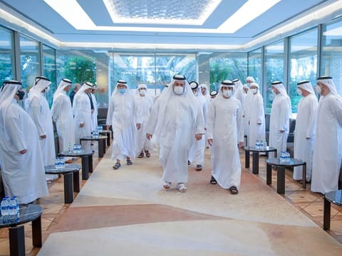 Sheikh Hamdan bin Mohammed bin Rashid Al Maktoum and Sheikh Mansoor bin Mohammed bin Rashid Al Maktoum offered their condolences during their visit to the family of late UAE businessman Majid Al Futtaim on Saturday in Dubai