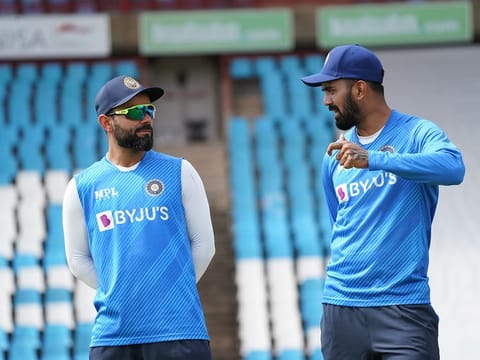 Captain and the deputy: Virat Kohli and KL Rahul during a chat at the Centurion Park on Tuesday. The first Test begins against South Africa on Boxing Day.