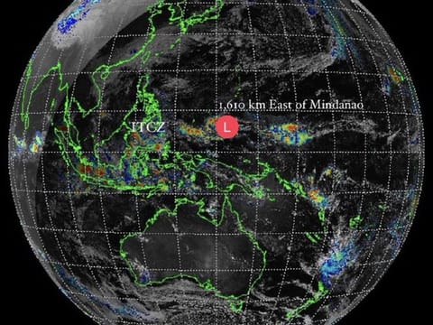 At 8am on December 22, 2021, the low-pressure area (LPA) was located 1,610 km East of Mindanao, according to Philippine weather bureau Pagasa. The LPA is expected to enter the Philippine Area of Responsibility Wednesday/Thursday and bring rains over eastern Mindanao over the Christmas weekend.