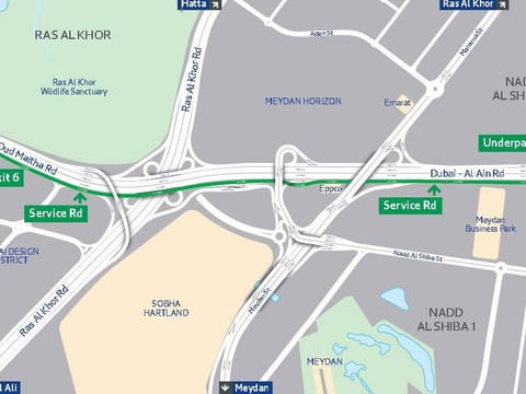 The sector, which extends 8 km, starts from Bu Kadra Junction and extends to the junction of Sheikh Mohammed bin Zayed Road with Dubai-Al Ain Road.
