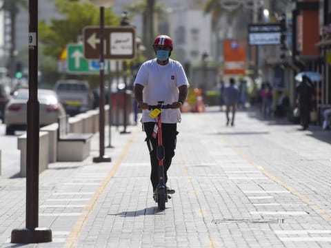 An e-Scooters station on 2nd December Street in Dubai.