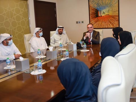 Dubai Insurance Co. currently has 82 UAE Nationals on its workforce, having added 57 of them in the latest recruitment drive. Pictured in the centre is Abdellatif Abuqurah, CEO of Dubai Insurance Co., at a team meeting.