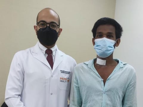 Dr Mostafa Rafaat (left) with patient Krishna Kumar Dukhi Prasad.