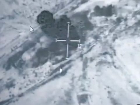 Screenshot from a video shared by WAM on Twitter showing a strike on the missile launcher in Yemen.