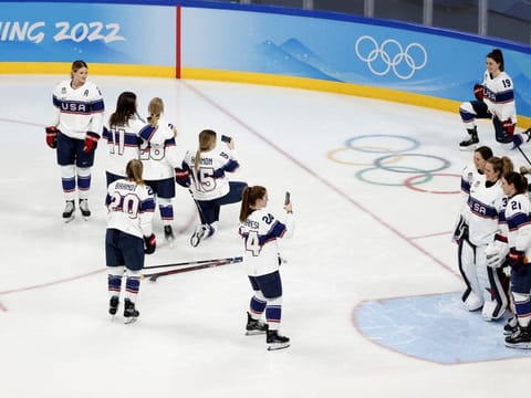 United States women's team during photo session at the Wukesong Sports Centre in Beijing.