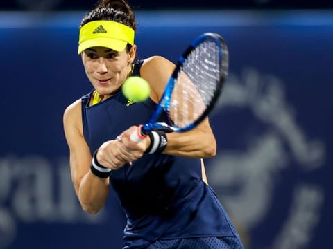 Garbine Muguruza on her way to winning the Dubai Tennis Championships title in 2021.