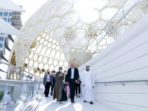 Sheikh Hamdan and Prince William during visit to Expo 2020 Dubai on Thursday