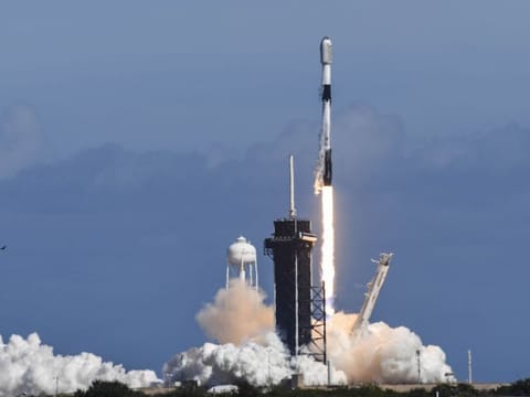 A SpaceX Falcon 9 rocket lifts off from Pad 39A at Kennedy Space Center, Florida on February 3, 2022. The rocket carried a batch of Starlink satellites.