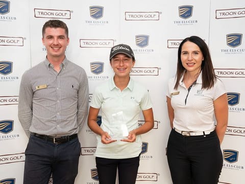 Ladies Open Champion Lara El Chaib with Els Club's Conor Rogers and Agnieszka Wesolowska