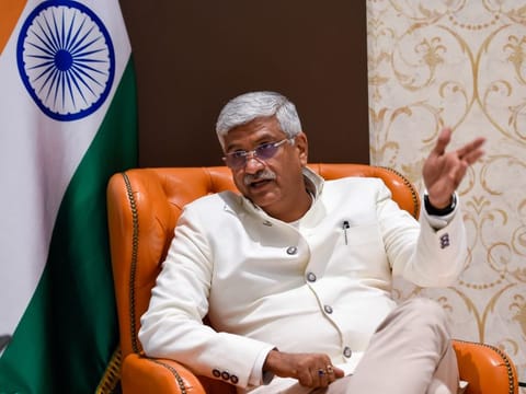 Gajendra Singh Shekhawat, India's minister of water resources, Jal Shakti, speaks to Gulf News at India Pavilion at Expo 2020 Dubai