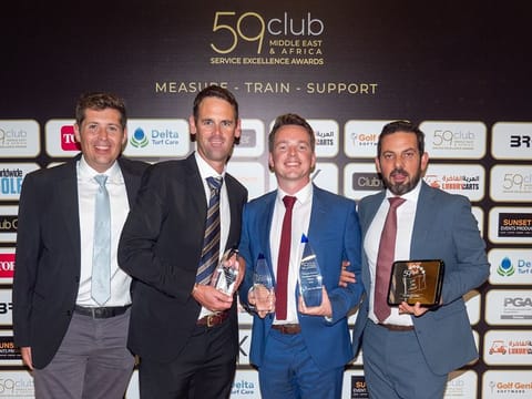 From left: Daniel Wright, Corey Finn, Lee Waggott and Santos Montes of the Yas Links Abu Dhabi show off their spoils.