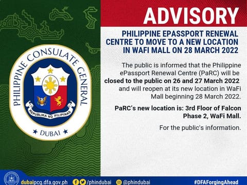 The advisory issued by Philippine Consulate General in Dubai on Thursday.
