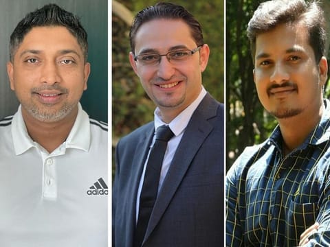 (From Left) Sooraj, Mohammed and Ramanathan are the latest winners of Mahzooz draw in Dubai