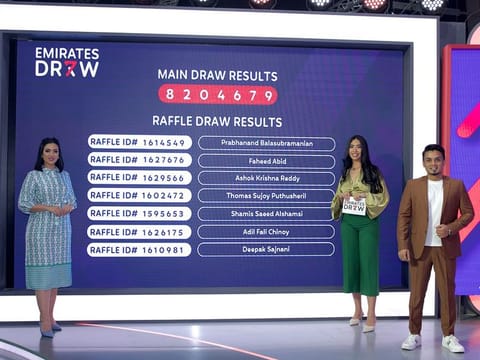 Emirates Draw hosts announcing the results on Sunday night