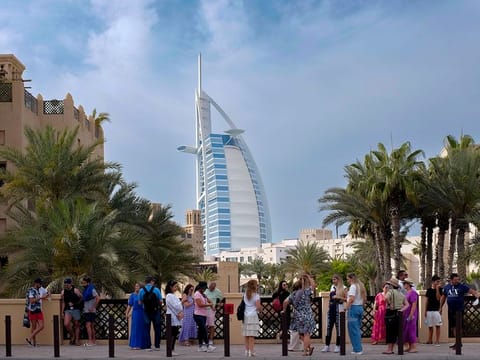 Tourists at Madinat Jumeirah in Dubai