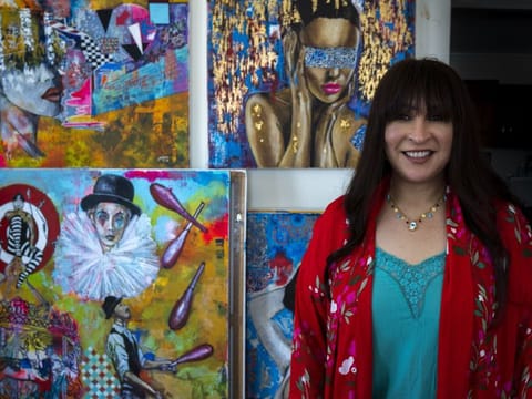 Egyptian artist Samar Kamel at the workshop in her Dubai residence.