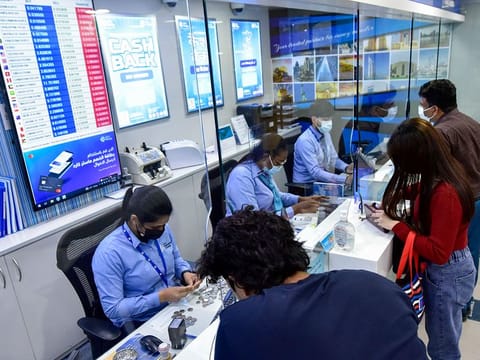 Customers at Lulu Exchange in Sharjah.