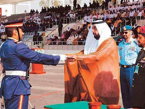 Sheikh Khalifa at a graduation ceremony of the Armed Forces.