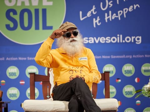 Sadhguru addresses guests at the Indian Consulate in Dubai on Thursday.