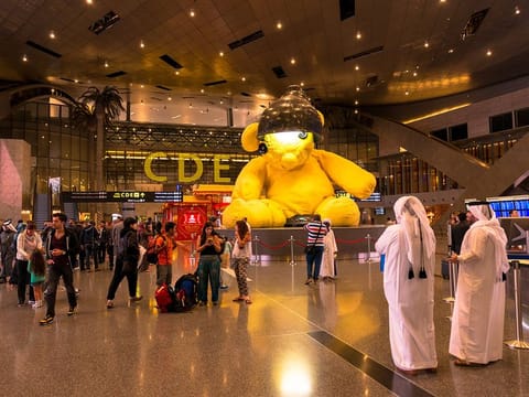 Interior of Hamad International Airport in Doha, Qatar. Only the holders of Qatar Hayya Card, a fan ID issued for those attending the FIFA World Cup 2022, will be allowed to enter the country, starting from November 1 until December 23.