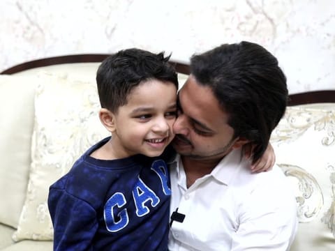 Shad Hussein from India meeting his son in Dubai after 10 months of separation