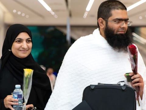 Pilgrims from Europe arrive at the King Abdul Aziz airport in Jeddah.