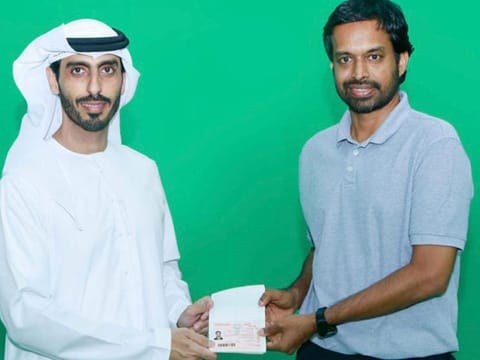 Pullela Gopichand, India's former All England champion and Chief National Coach, receiving the 10-year Dubai Golden Visa.